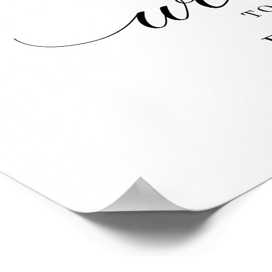 Elegant zwart & wit crest monogram bruiloft poster (Hoek)