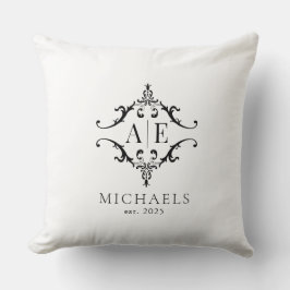 Elegant zwart-wit crest monogram Sierkussen