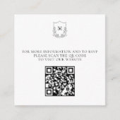Elegant Zwart & Wit Crest QR Code Informatiekaartje (Voorkant)