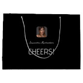 Elegant Zwart Wit Custom Cheers Fotonaam Groot Cadeauzakje (Achterkant)