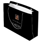 Elegant Zwart Wit Custom Cheers Fotonaam Groot Cadeauzakje (Achterkant Gekanteld)