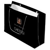 Elegant Zwart Wit Custom Cheers Fotonaam Groot Cadeauzakje (Voorkant Gekanteld)