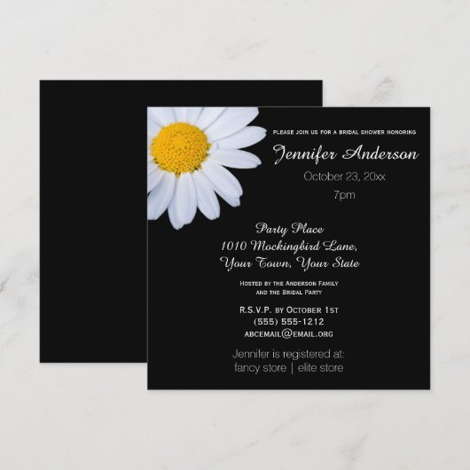 Elegant Zwart Wit Daisy Theme Vrijgezellenfeest Kaart (Voorkant / Achterkant)
