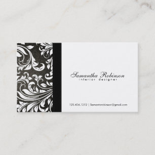 Elegant zwart-wit Damask interieurontwerp Visitekaartje
