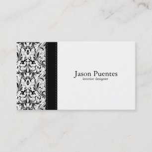 Elegant zwart-wit Damask interieurontwerp Visitekaartje