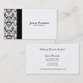 Elegant zwart-wit Damask interieurontwerp Visitekaartje (Voorkant / Achterkant)