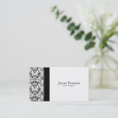 Elegant zwart-wit Damask interieurontwerp Visitekaartje (Staand voorkant)