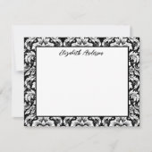 Elegant zwart wit Damask Note Kaart Notitiekaartje (Voorkant)