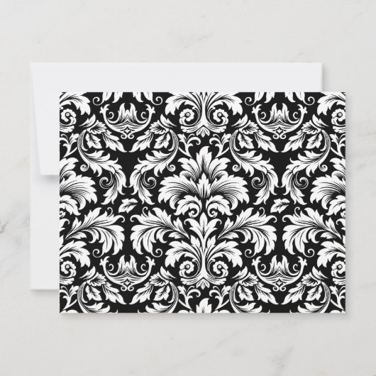 Elegant zwart wit Damask Note Kaart Notitiekaartje (Achterkant)