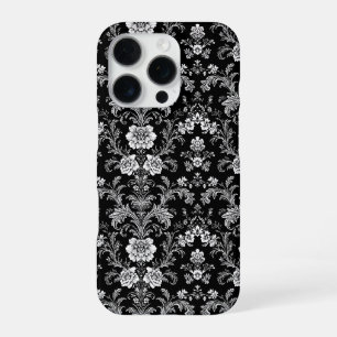 Elegant zwart-wit damast - barok iPhone 16 pro hoesje
