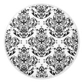 Elegant zwart-wit damast bloemmotief boho patroon keramische knop (Voorkant)