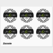 Elegant Zwart Wit Damast Bruiloft Sticker Groen (Vel)