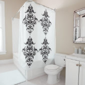Elegant zwart-wit Damast Douchegordijn (In situ)