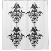 Elegant zwart-wit Damast Douchegordijn (Voorkant)