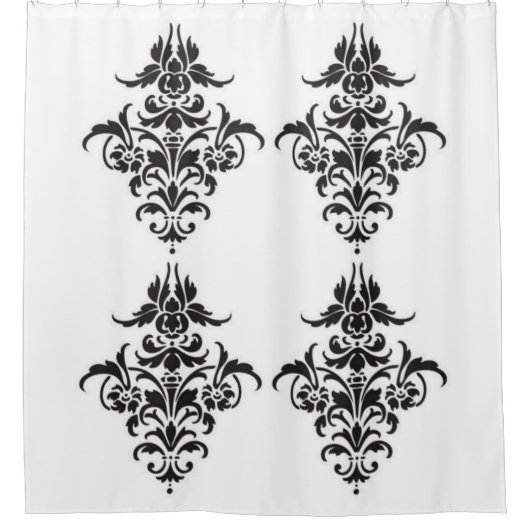 Elegant zwart-wit Damast Douchegordijn (Voorkant)