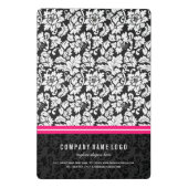 Elegant zwart-wit damast met roze streep mini klembord (Achterkant)