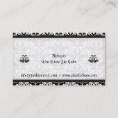 Elegant zwart wit damast mode visitekaartjes (Achterkant)