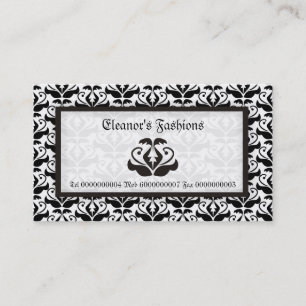 Elegant zwart wit damast mode visitekaartjes