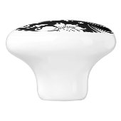 Elegant zwart-wit damast patroon keramische knop (Zijkant)