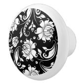 Elegant zwart-wit damast patroon keramische knop (Rechts)