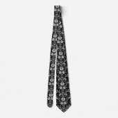 Elegant zwart-wit damast - vintage barok stropdas (Achterkant)