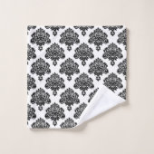 Elegant zwart-wit damastpatroon bad handdoek (Wasdoekje)