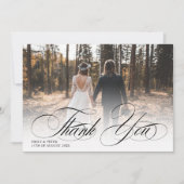 Elegant zwart wit dank u 2 foto's bruiloft bedankkaart (Voorkant)