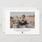Elegant zwart wit dank u 2 foto's bruiloft bedankkaart (Achterkant)