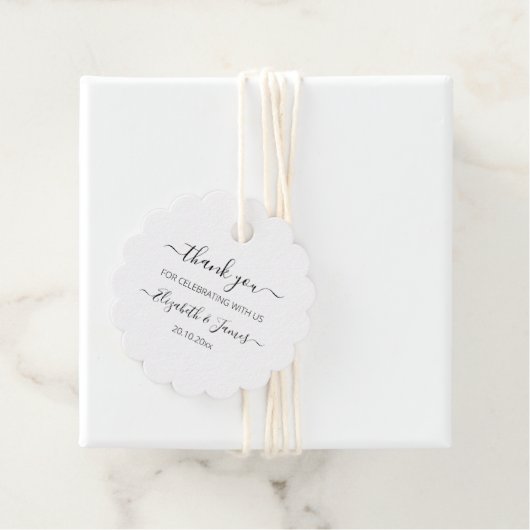 Elegant zwart wit dank u bruiloft gunst Labels (In situ)