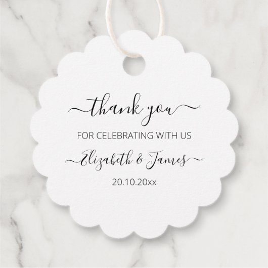 Elegant zwart wit dank u bruiloft gunst Labels (Achterkant)