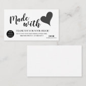 Elegant zwart-wit dank u gemaakt met liefde visitekaartje (Voorkant / Achterkant)