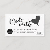 Elegant zwart-wit dank u gemaakt met liefde visitekaartje (Voorkant)