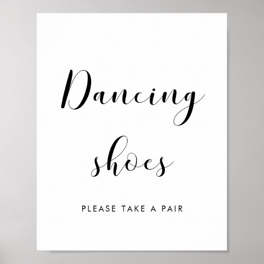 Elegant zwart-wit Dansschoenen trouwbord Poster (Voorkant)