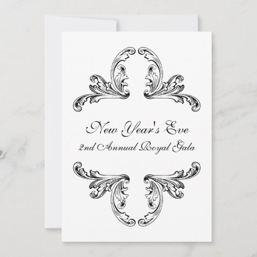 Elegant zwart-wit decoratief ontwerp kaart (Voorkant)