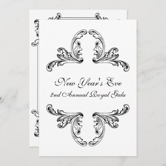 Elegant zwart-wit decoratief ontwerp kaart (Voorkant / Achterkant)