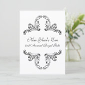 Elegant zwart-wit decoratief ontwerp kaart (Staand voorkant)