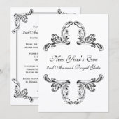 Elegant zwart-wit decoratief ontwerp kaart (Voorkant / Achterkant)