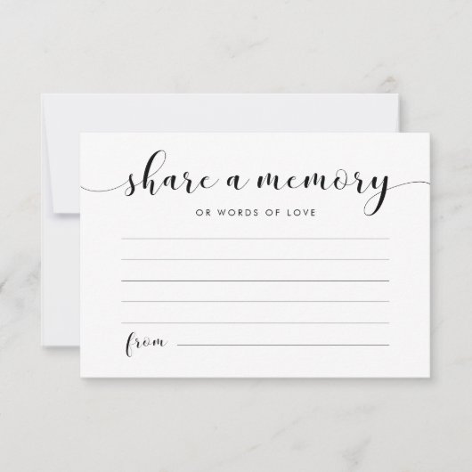 Elegant zwart-wit Deel een geheugenkaart Notitiekaartje (Voorkant)