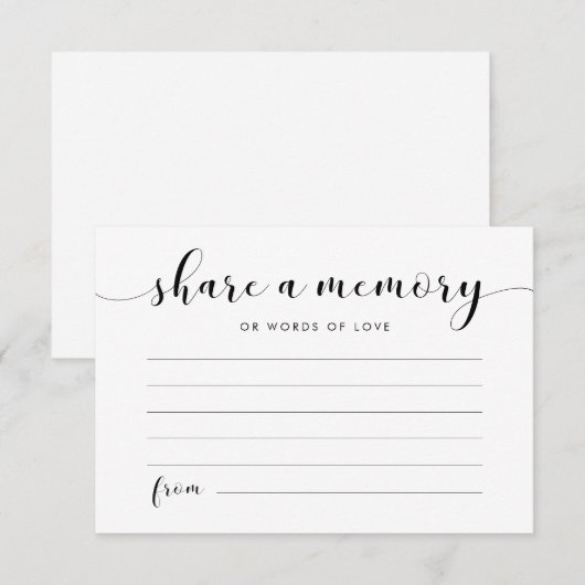 Elegant zwart-wit Deel een geheugenkaart Notitiekaartje (Voorkant / Achterkant)