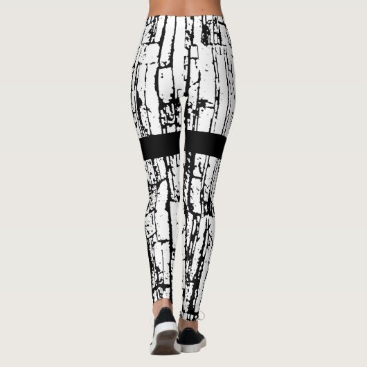 Elegant zwart wit design leggings (Achterkant)