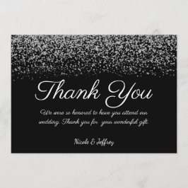 Elegant Zwart & Wit Diamant Bruiloft Dank u Bedankkaart