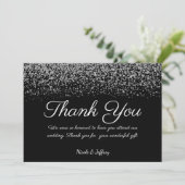 Elegant Zwart & Wit Diamant Bruiloft Dank u Bedankkaart (Staand voorkant)
