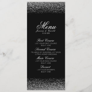 Elegant Zwart & Wit Diamant Bruiloft Menu