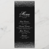 Elegant Zwart & Wit Diamant Bruiloft Menu (Voorkant)