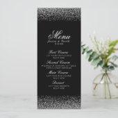 Elegant Zwart & Wit Diamant Bruiloft Menu (Staand voorkant)