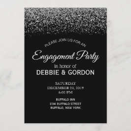 Elegant Zwart & Wit Diamant Bruiloft Verloving Kaart