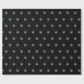 Elegant zwart-wit dreidel patroon Chanoeka Cadeaupapier (Vlak)