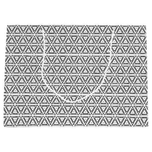 Elegant zwart wit driehoekig geometrisch patroon groot cadeauzakje (Voorkant)