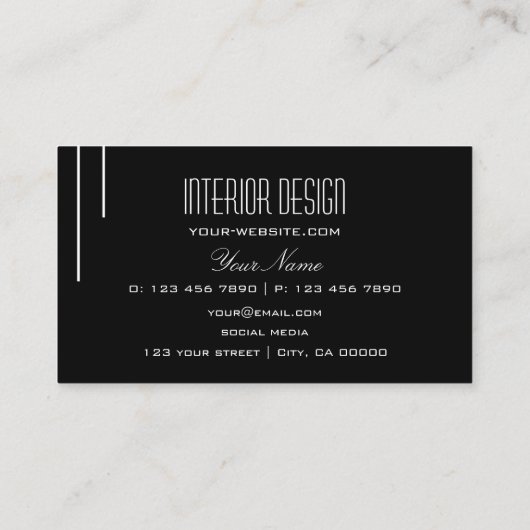 Elegant zwart-wit, eenvoudig en professioneel visitekaartje (Achterkant)
