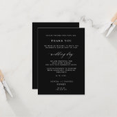 Elegant zwart-wit, eenvoudige bruiloft bedankt kaart (Voorkant / Achterkant in situ)